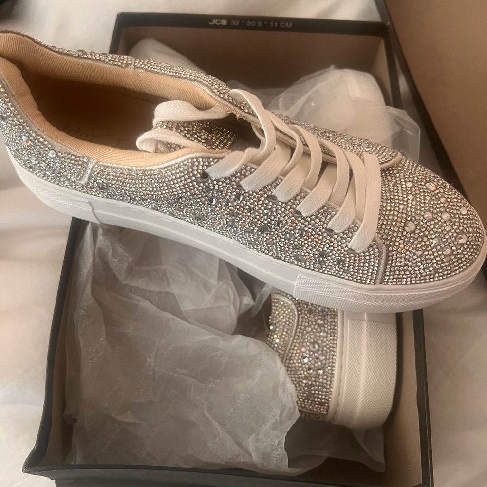 Betsey Johnson Rhinestone Sneakers Brand New Size 8.5!!